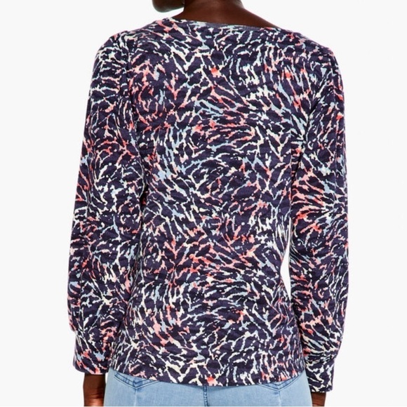 NIC+ZOE puff long sleeve Glowing Sunset 2023 print rayon pullover top size S - Picture 3 of 12